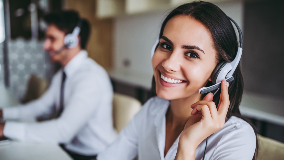 Woman in support team striving to improve customer service